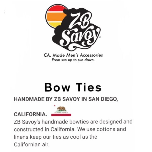 ZB Savoy Floral Sapphire Blue Chambray Denim Bow Tie - Picture 6 of 8